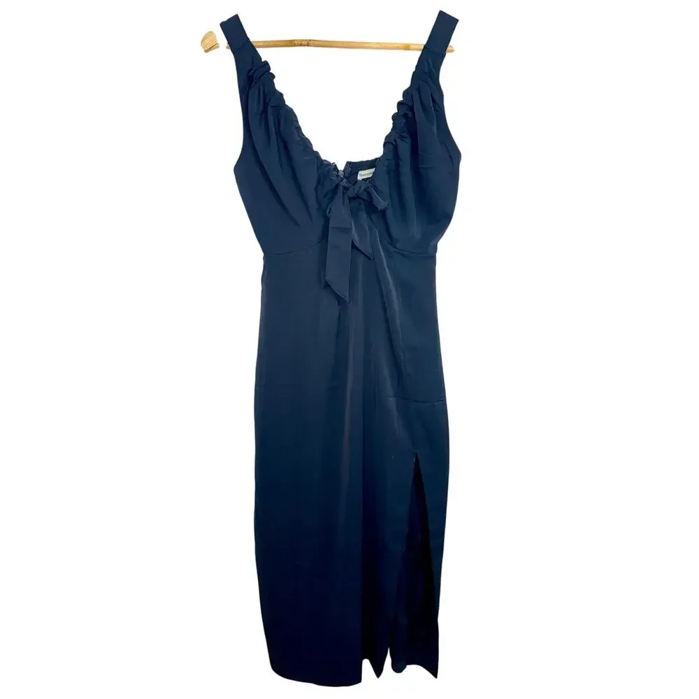 Abercrombie & Fitch Black Ruffle Sleeveless Side Slit Formal Maxi Dress Womens S